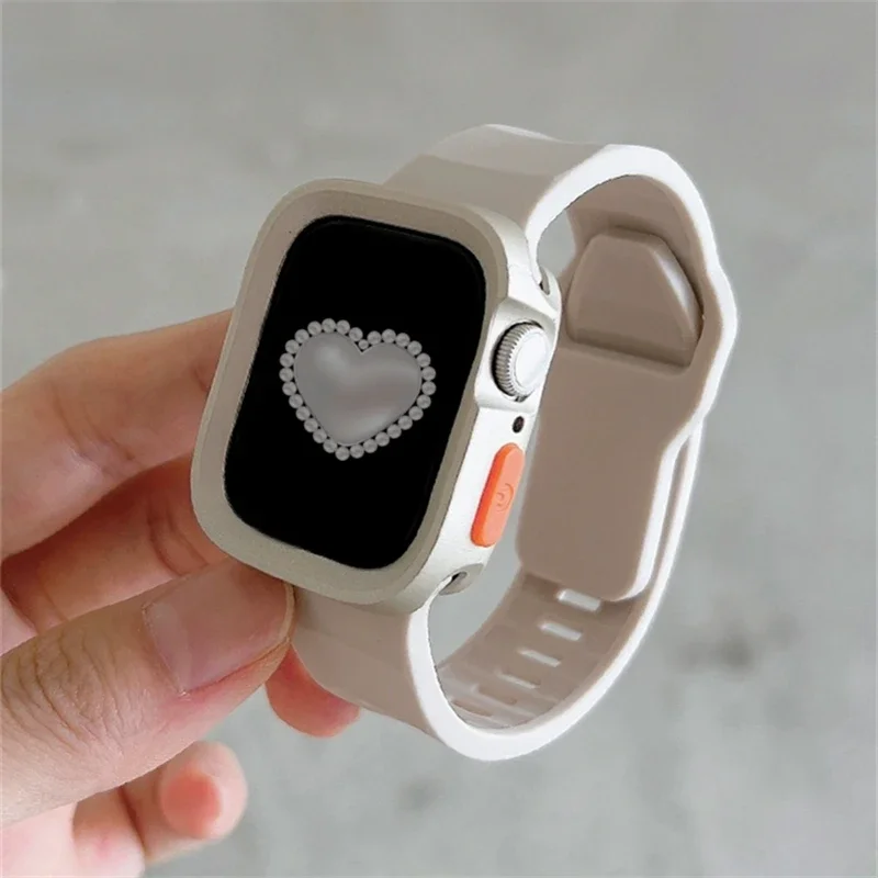 Capa à prova de choque e faixa de silicone macio para iWatch, pulseira esporte menina, relógio para menina, 41mm, 40mm, 44mm, 45mm, 49mm, 9, 7, 8, SE, 6, 5, Novo, 2022