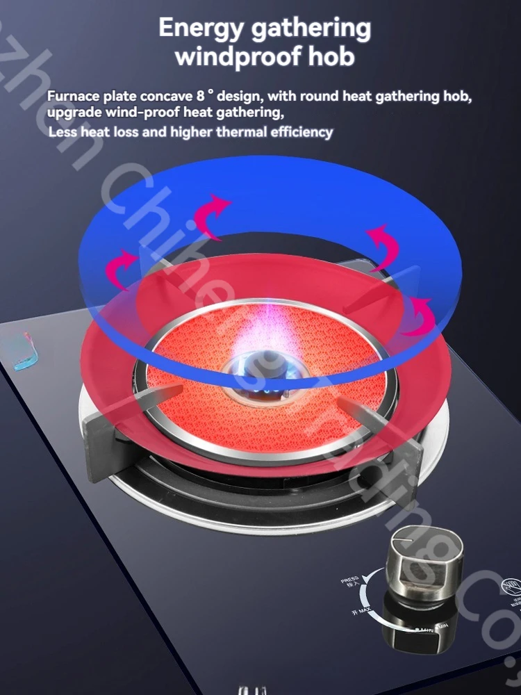 Fogão de vidro temperado doméstico único, fogo quente infravermelho, fogão a gás incorporado, H1-Q81
