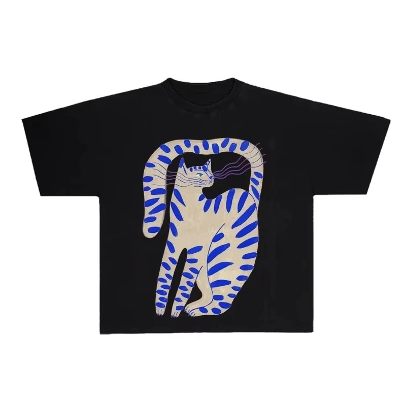 

DANKiMADE_25 Unique Art Illustration Ins Personalized Print Casual Short-sleeved T-shirt Casual Couple Outfits for Men and Women