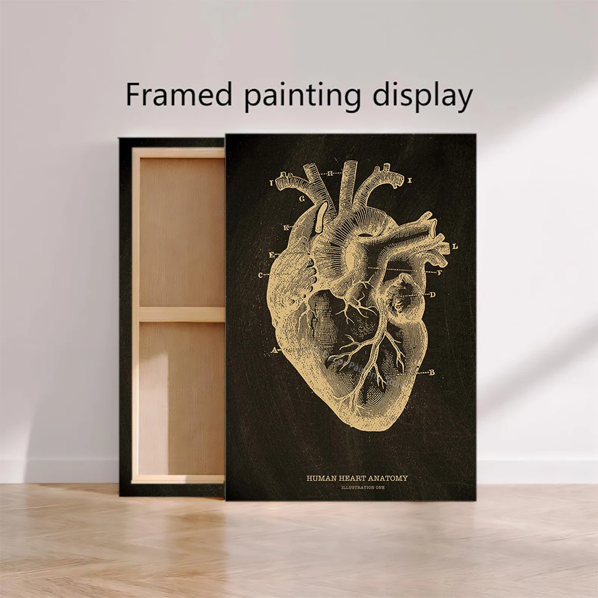 Vintage Anatomical Skeleton Wall Art-Heart,Skull,and Brain Kraft Paper Poster for Medical Home Decor;Stylish Chalkboard Design