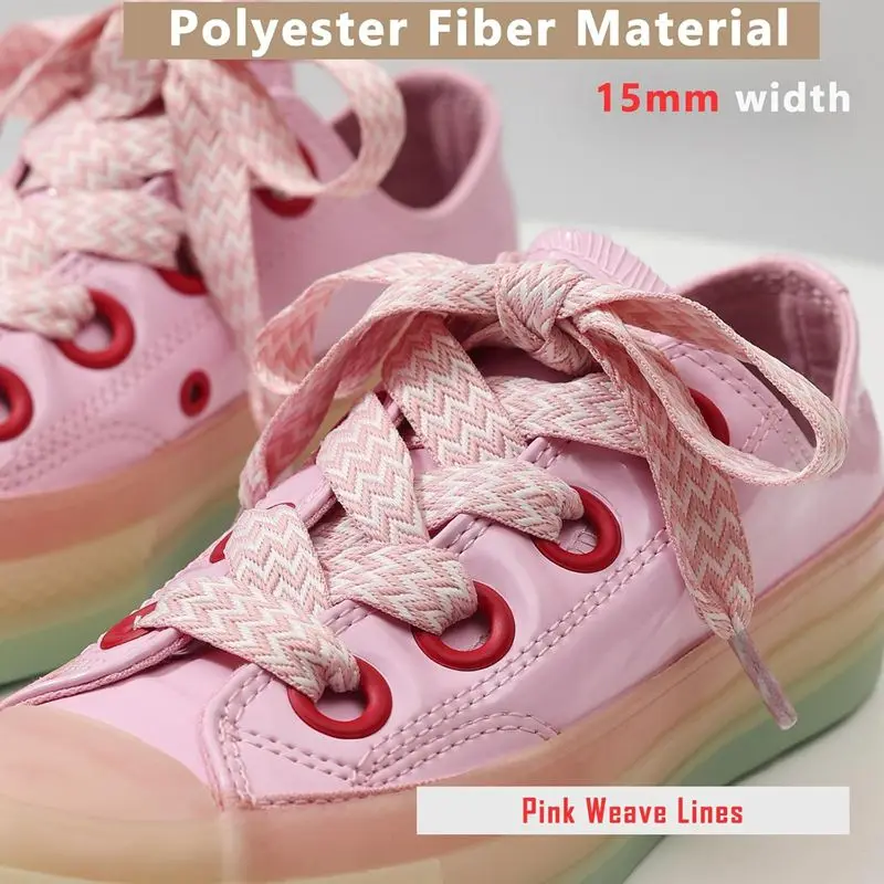 Sneaker-Schnürsenkel, 1,5 cm breit, dicke, flache Schnürsenkel für Basketball-, Tennis- und Sportschuhe, gewellte Schnürsenkel, Brotseil-Schnürsenkel. – Detail 10