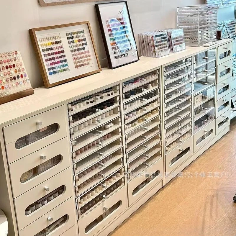Nail art solid wood cabinet, nail polish storage, floor display cabinet