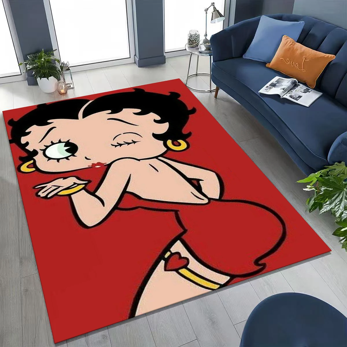 3D Cute B-Betty Girl B-Boop Cartoon Carpet Rug for Bedroom Living Room Sofa Home Doormat Decor, Large Non-slip Floor Mat Gift