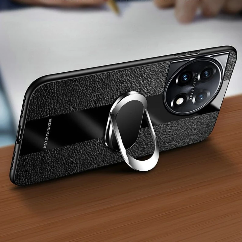 حافظة جلدية زجاجية مغناطيسية لهاتف One Plus OnePlus 13R 13 12 11 11R Ace 5 Ultra 2 Pro 2V nord 5 ce5 حامل حلقة السيارة غطاء مغناطيسي #5