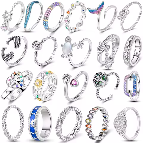 925 Sterling Silver Colorful Rings Sparking Zirconium Ring Popular Wedding Rings For Women Jewelry Anniversary Friend Lover Gift