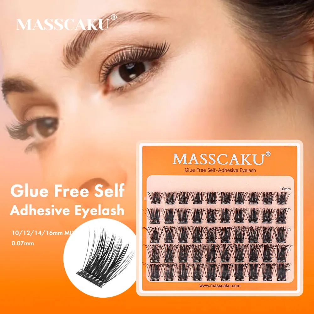 

MASSCAKU DIY Self-adhesive K-pop Style Segmented Waterproof Eyelashes 10-18mm Mix Length Eyelashes Extension Easy Apply at Home