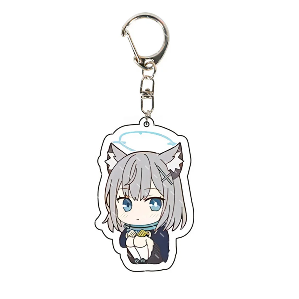 Blue Archive Anime Acrylic Figures Keychain Cartoon Cute Takanashi Hoshino Bag Pendant Chaveio Women Car Keyrings for Fans Gifts