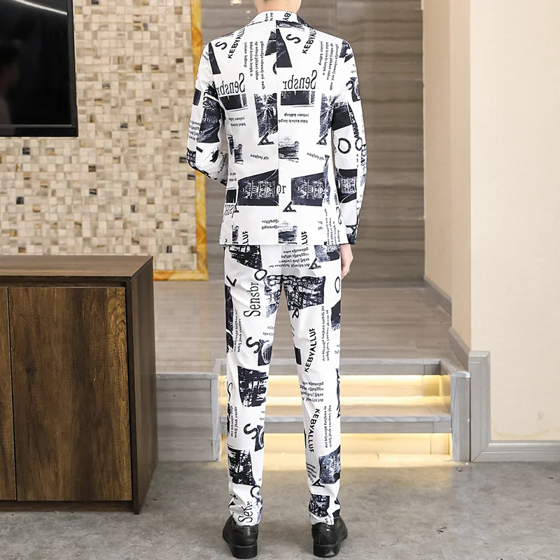 2024 autumn new men (suit + trousers) stylish and handsome all the trend Korean version slim trend two-piece set