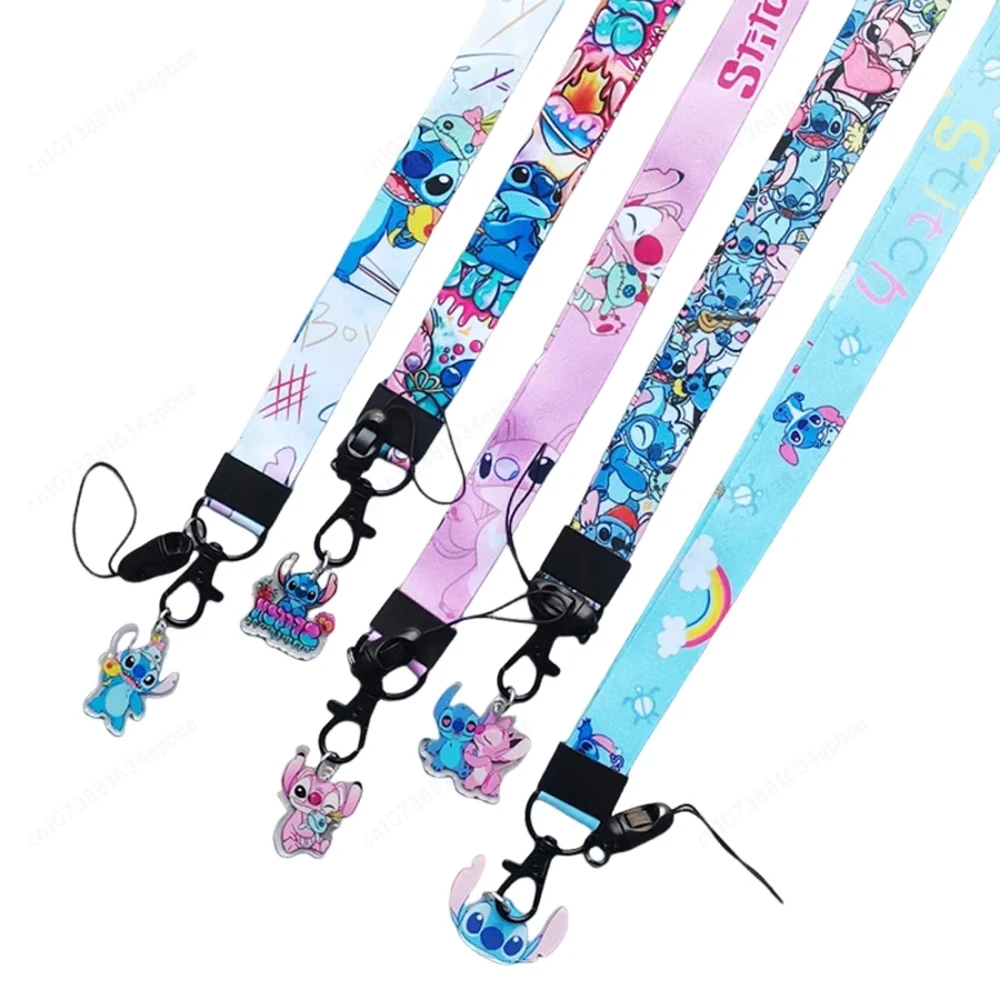 MINISO Disney Lanyard Card Neck Stitch Card Strap Cartoon Keychain for Pendant Key ID Holder Key Ring Cord Hang Rope Lariat