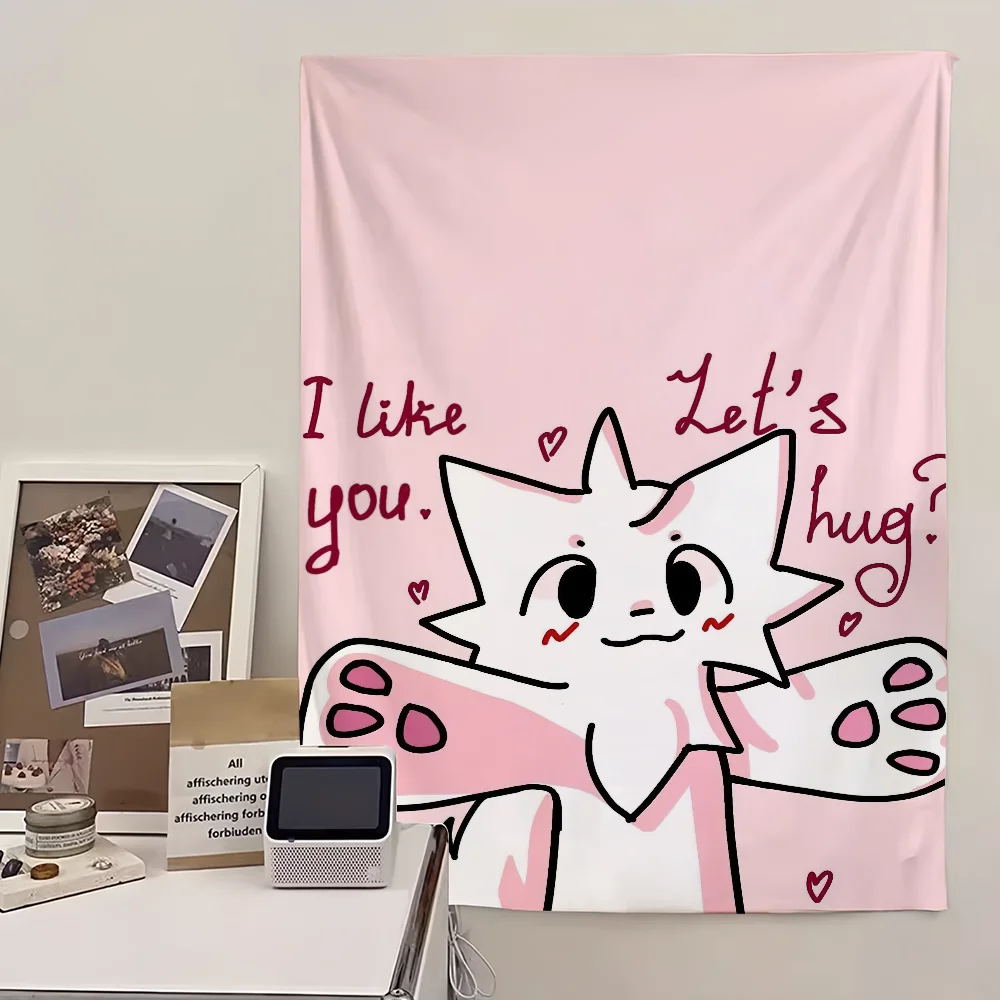 Cartoon B-Boykisser Silly Cat Niedliche Flagge für Wohnzimmer, Wand, Club, zum Aufhängen, für Zuhause, Wohnheim, Dekoration, Kunst, Garage, Bar, Live-Dekoration, Banner