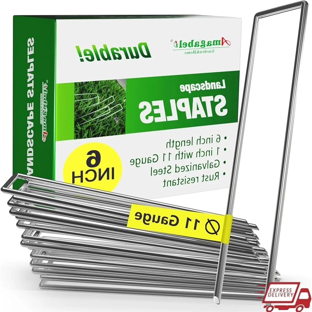 

500 упаковок сверхмощных оцинкованных ландшафтных скоб, 6-дюймовые U-образные садовые тканевые колья, устойчивые к ржавчине садовые колья, многоцелевые