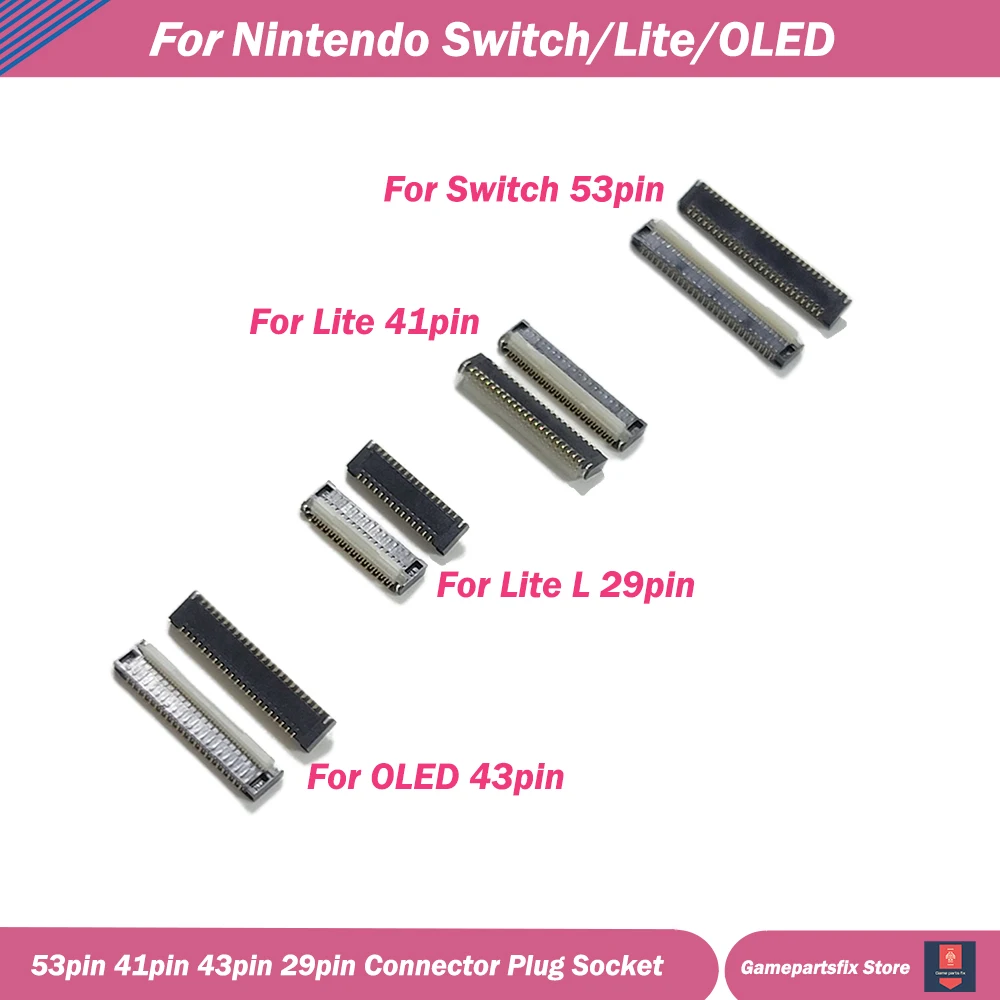 

4/5/10pcs Display FPC Connector Socket for Nintend Switch Host Screen Socket Row Plug for Lite OLED LCD Interface Port ZIF 53pin