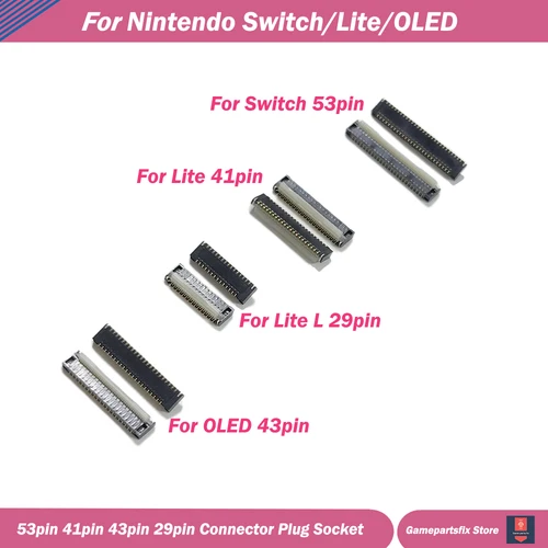 Conector FPC de pantalla para Nintendo Switch, enchufe de fila para pantalla de Host, puerto de interfaz LCD OLED Lite, ZIF, 53 pines, 5/10 Uds.