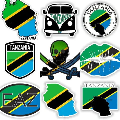 Tanzania Flag Emblem High-Quality and Durable Stickers Country Code Oval Sticker with Flag for Bumper Laptop Book Fridge Motor