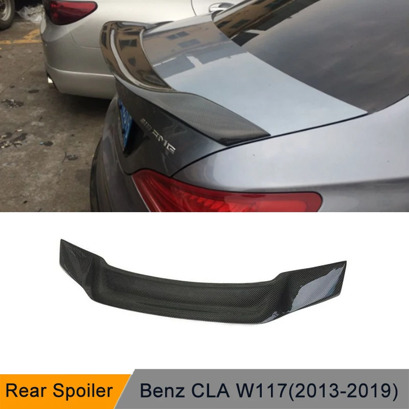 

For W117 Carbon Fiber Rear Trunk Spoiler With Red Line For Benz CLA Class CLA180 200 220 250 CLA45 Rear Boot Duck Wings 13-19