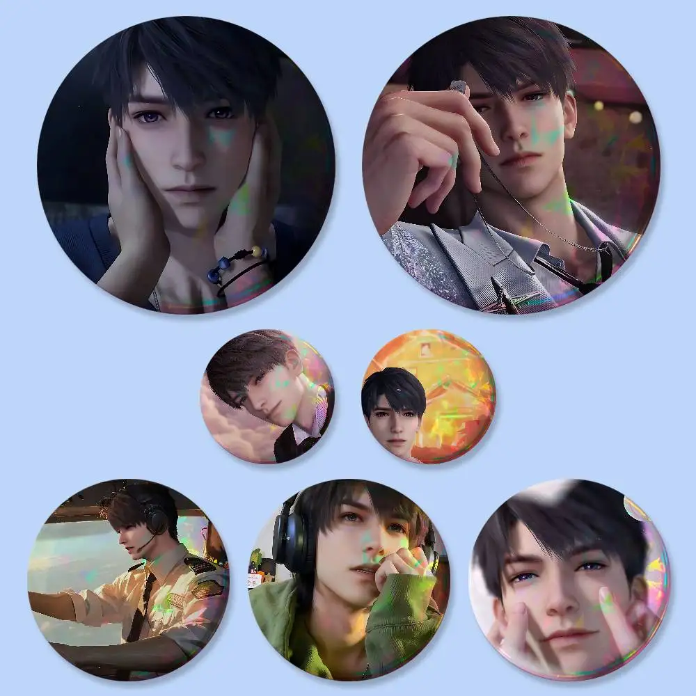 Love And Deep Space Caleb Abzeichen 25 32 44 58 75 mm Runde Cosplay-Pins Taschendekoration Fans Sammler Freunde Geschenke Brosche Souvenir
