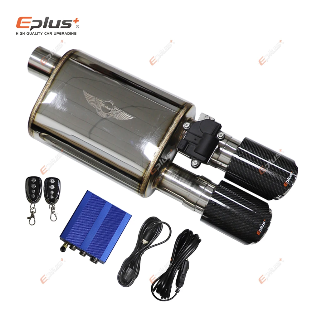 

EPLUS Car Silencer Stainless Exhaust System Electric Valve Control Exhaust Pipe Kit Adjustable Valve Angle Carbon Nozzle