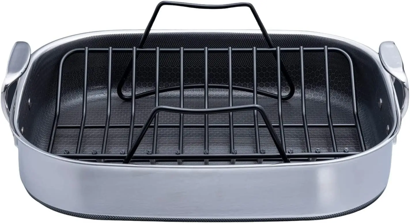 Nonstick Roasting Pan with Rack, Dishwasher-Friendly and Oven-Safe Up to 900°F, Compatible with All Cooktops