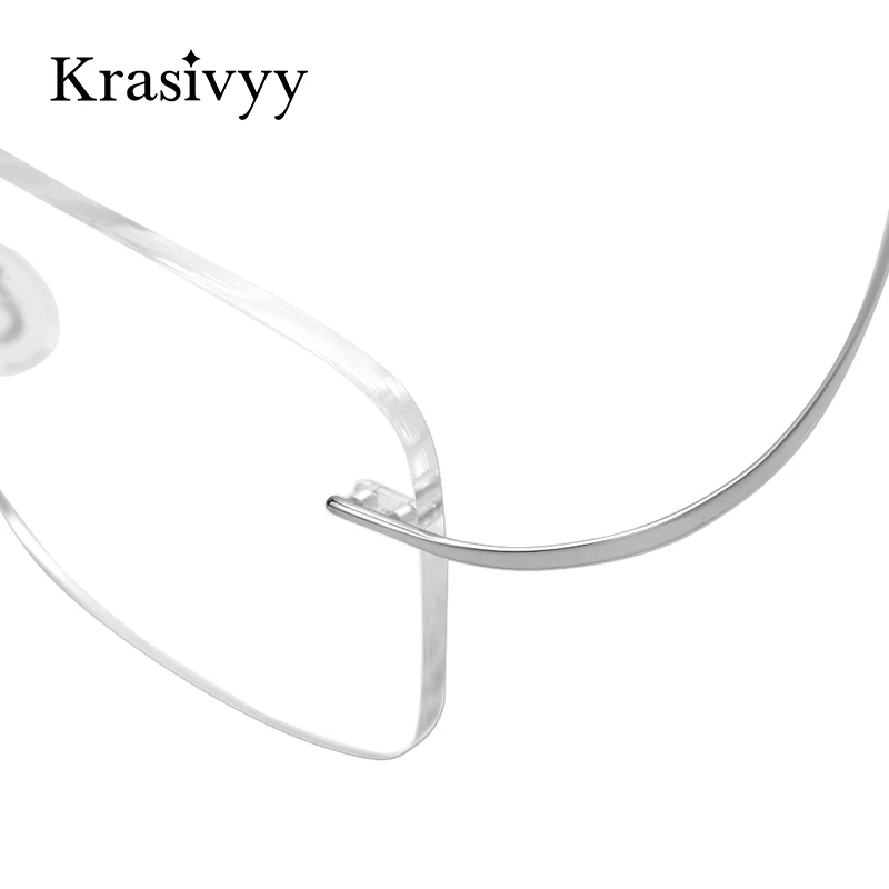 Krasivyy Pure Titanium Rimless Glasses Frame Men Prescription Eyeglasses Germany Women Myopia Optical Frame Screwless Eyewear