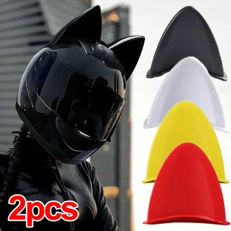 Décoration de casque de moto avec oreilles de chat, autocollant électrique, accessoires de casque de moto multicolores mignons, universel, 2 pièces