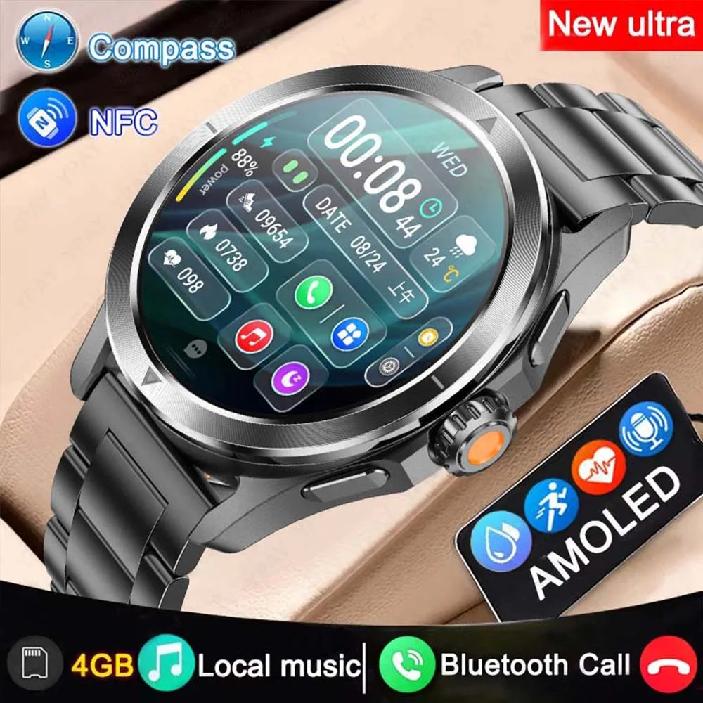 

S4 Ultra Outdoor Sports For Xiaomi Smart Watch Men AMOLED Screen NFC GPS Compass Heart rate Waterproof Bluetooth Call SmartWatch