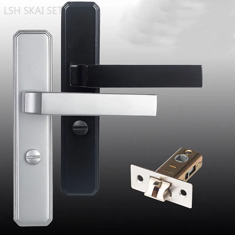 

Aluminum Alloy Bathroom Door Lock Indoor Single-tongue Keyless Door Lock Modern Household Hardware Double-sided Handle Lock