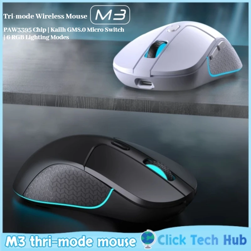 

Keychron M3 Thri-Mode Mouse 2.4g Bluetooth Wireless Medium Large Hand Rgb PAW3395 Chip Mouse Computer Office Video Game Mouse