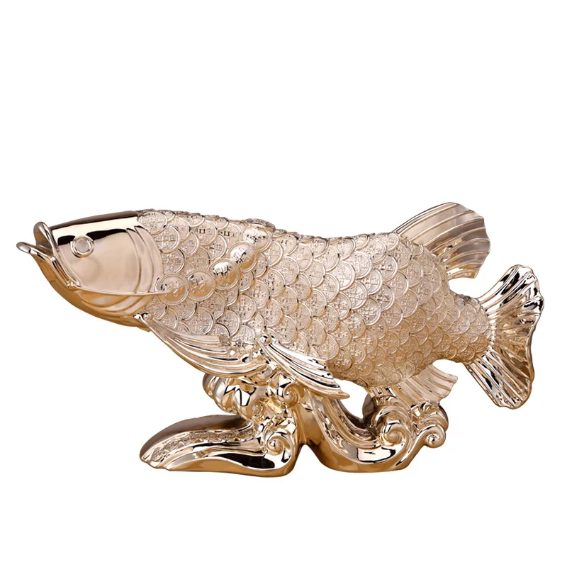 

King size golden arowana lucky entrance ornament TV cabinet desk office living room