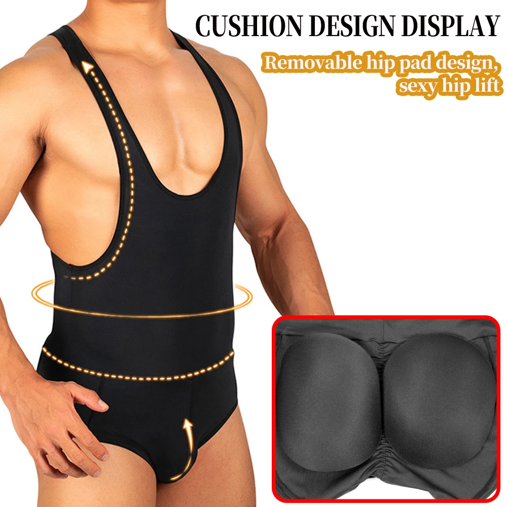 Hip Acolchoado Shaper Do Corpo Elevador Nádegas Homem Falso Ass Almofadas Bodysuit Boxer Nádegas Enhancers Underwear Shapewear Bodysuits