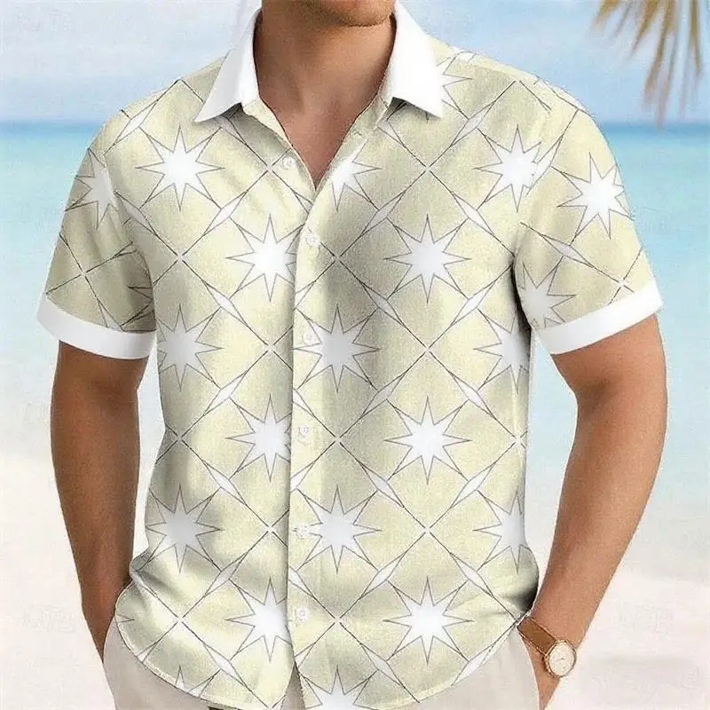 Hawaiian Men's Shirt Casual Lapel Cardigan Top Summer Beach Vacation Short Sleeve Shirts Fashion Loose T-Shirts y2k Men Clothing