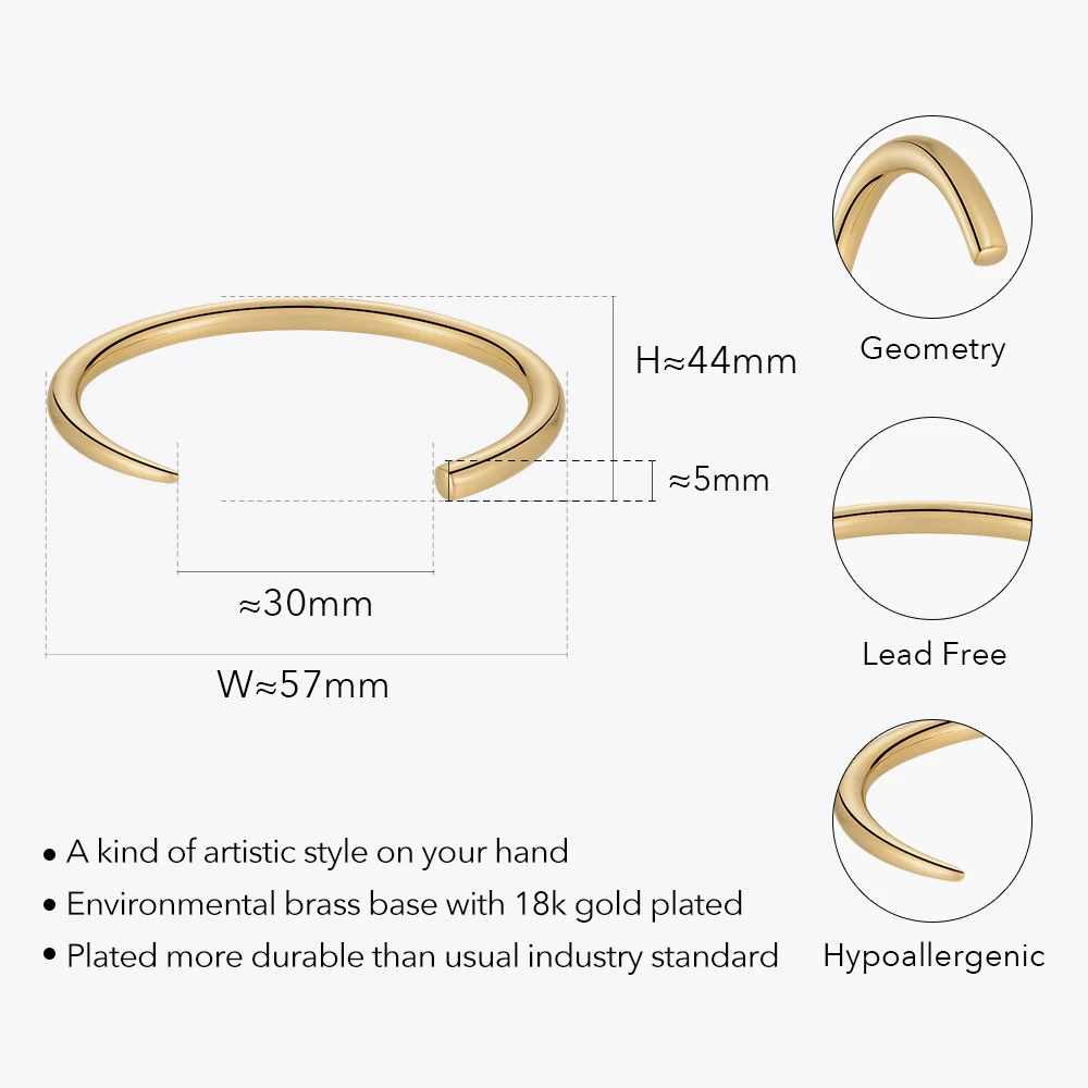 ENFASHION Pulseras Tapered Open Bracelets For Women Gold Color Delicate Bangle Fashion Jewelry Graduation Dropshipping B222328