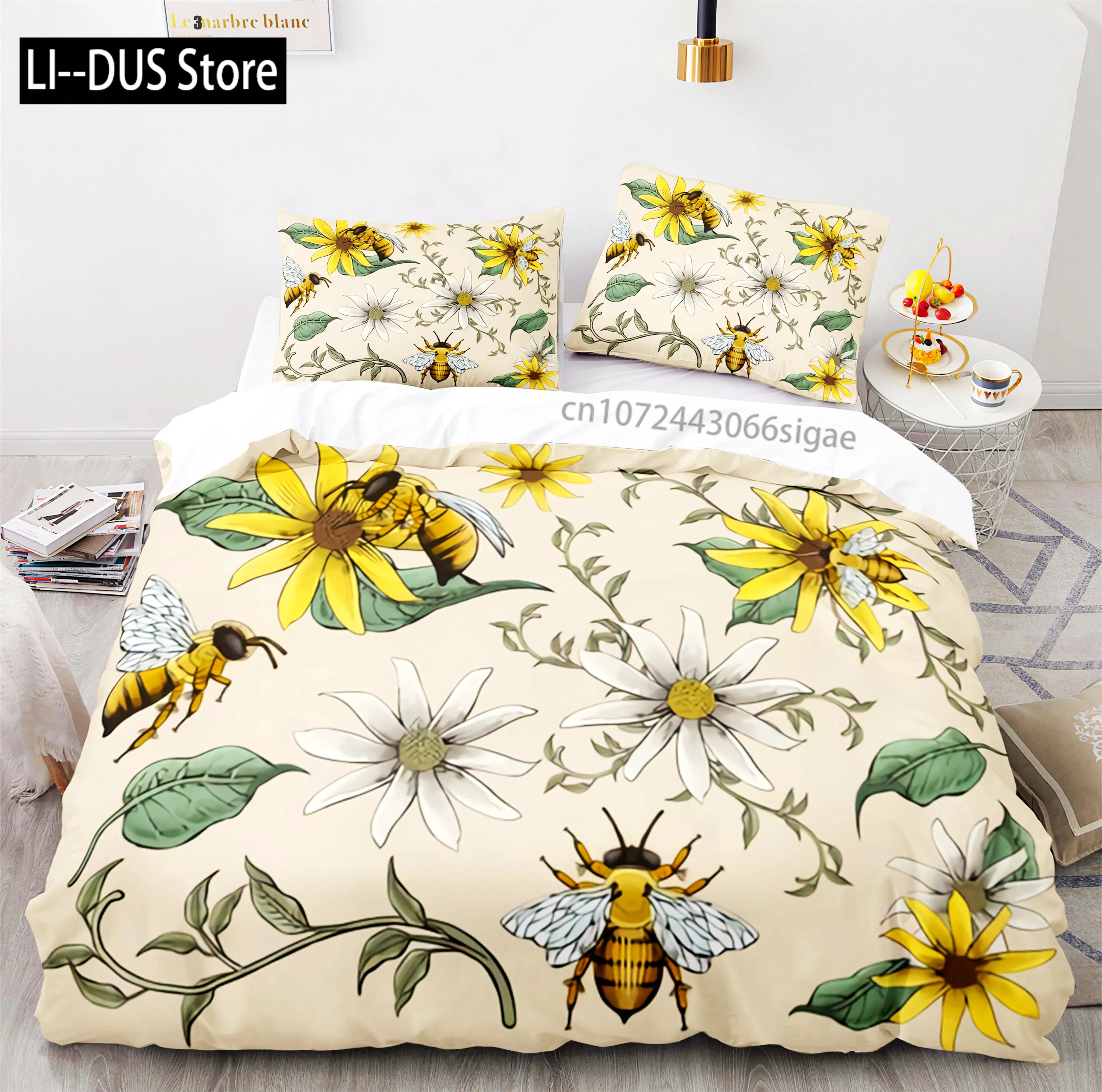 

Hardworking Bee Bedding Set Single Twin Full Queen King Size Bee Bed Set Aldult Kid Bedroom Duvetcover Sets with Pillowcase