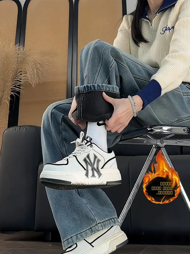 

Мужские джинсы свободного кроя в стиле ретро, синие, износостойкие, для повседневной носки весной, осенью и зимой