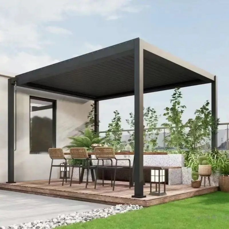 Environmentally Friendly Outdoor Party Pavilion Adjustable Blinds Aluminum Alloy Pergola Easy To Install Wear Resistant Gazebo