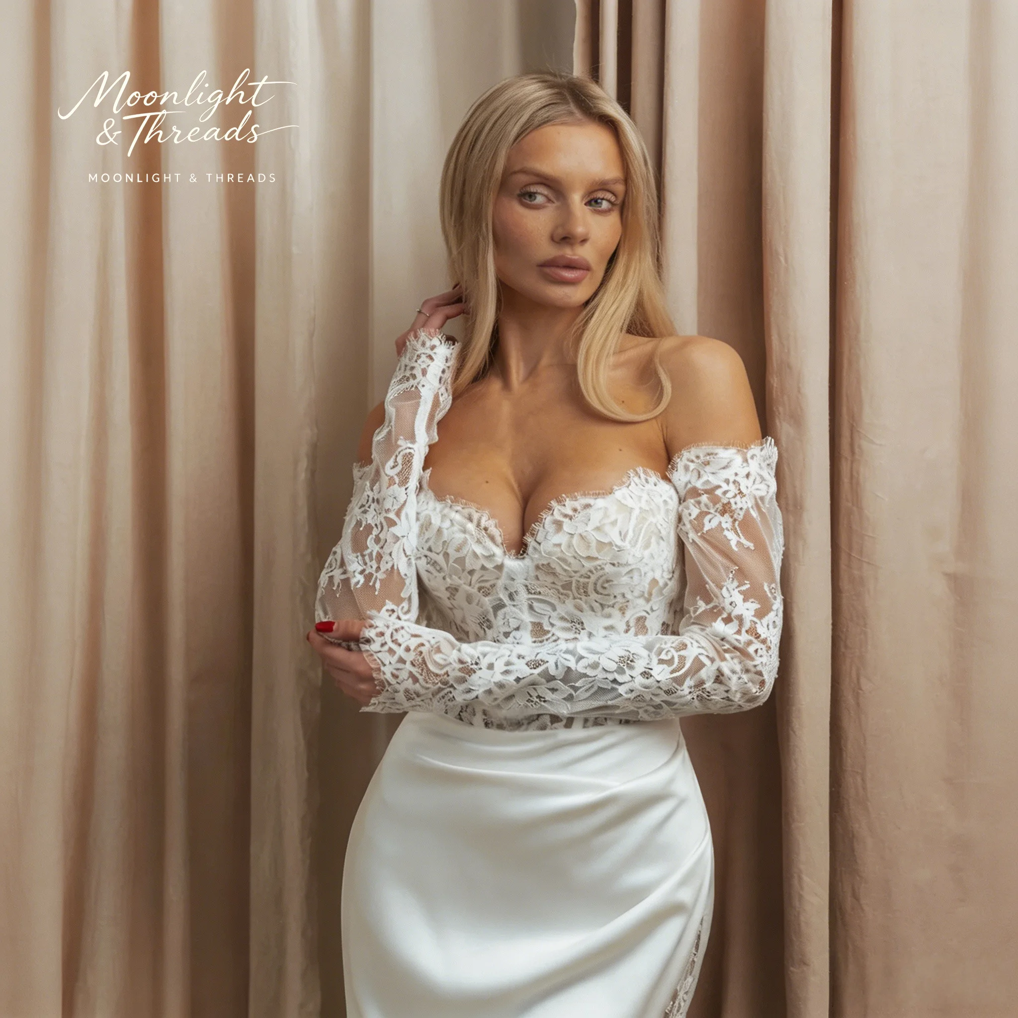 White off-the-shoulder straple - Embroidery White Dress ulasan dan harga