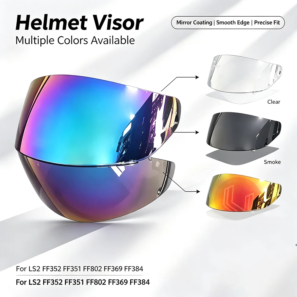 Helmet Visor For LS2 FF352 FF351 FF802 FF369 FF384 Motorcycle Helmet Visor goggles plating silver red Replacement Lens