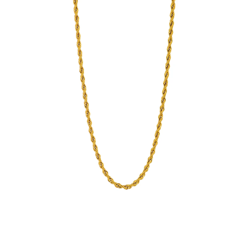 DIEYURO 316L Stainless Steel Gold Color Water Wave Chain Classic Vintage Simple Necklace for Women Party Decoration Jewelry