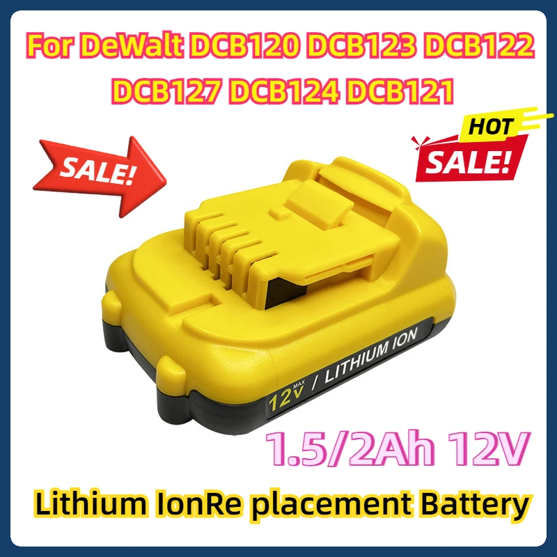 

For DeWalt DCB120 DCB123 DCB122 DCB127 DCB124 DCB121 Rechargeable Batteries 1.5/2Ah 12V Volt Max Lithium Ion Battery Replacement