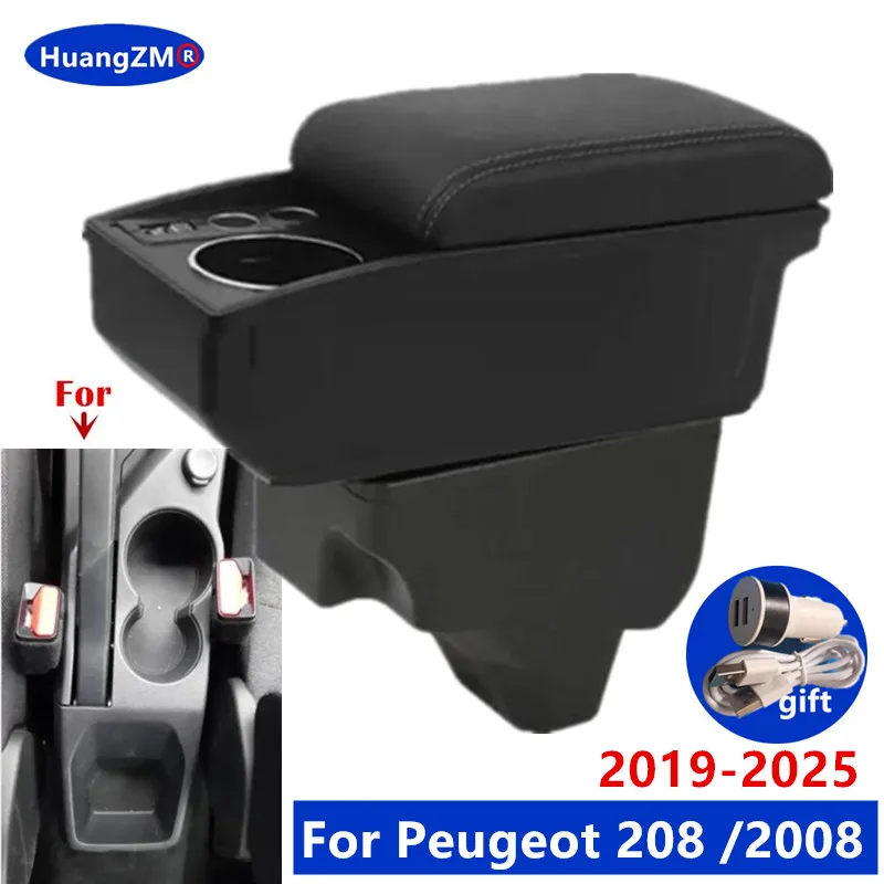 Für Peugeot 208 Armlehne Box Für Peugeot 2008 Auto Armlehne 2019-2025 doppel-schicht Lagerung Box Gewidmet Nachrüstung auto Zubehör
