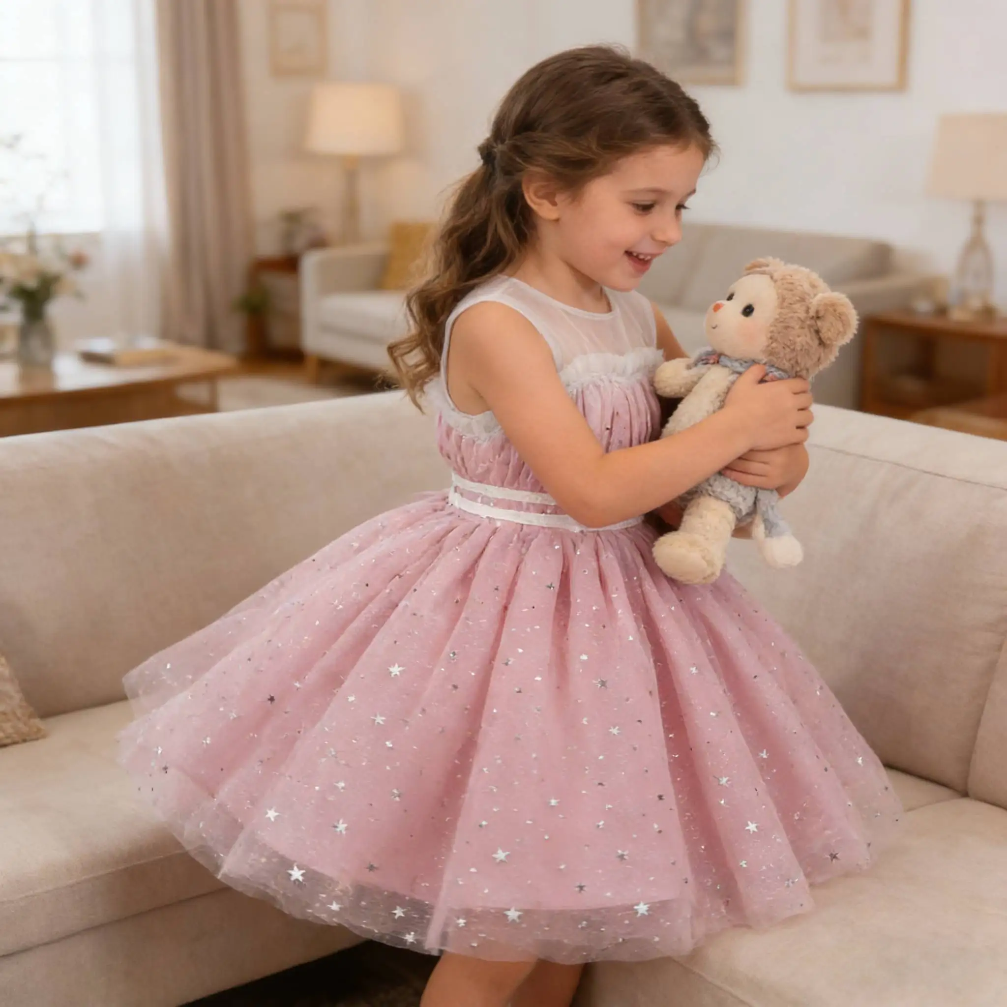 Robe de cérémonie 2026 pour enfants, robe de mariée scintillante pour bébé fille de 1 an, robe de fête d'anniversaire, robe de bal de performance