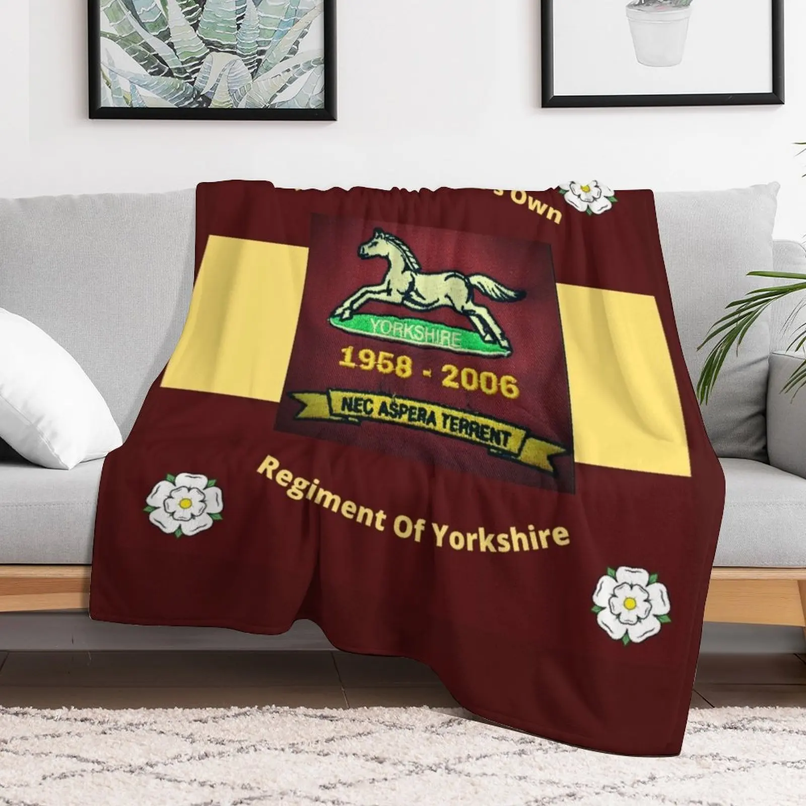 Remembering The Prince Of Wales's Own Regiment Of Yorkshire Throw Blanket Plaid Flannel Fabric Blankets