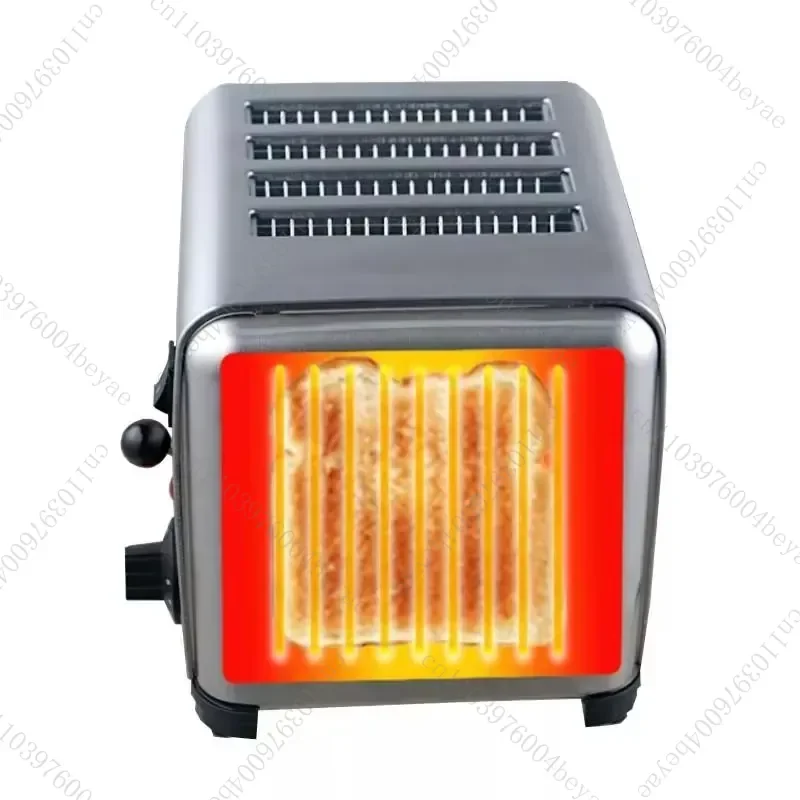 Commercial toaster, electric four-piece stainless steel breakfast toaster