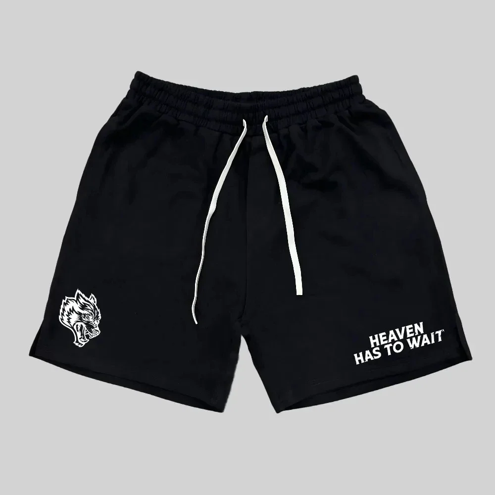 DARC SPORT-Calções de algodão casual lobo escuro masculino, calções de ginástica, fitness esportiva, moletom de corrida masculino, verão, novo