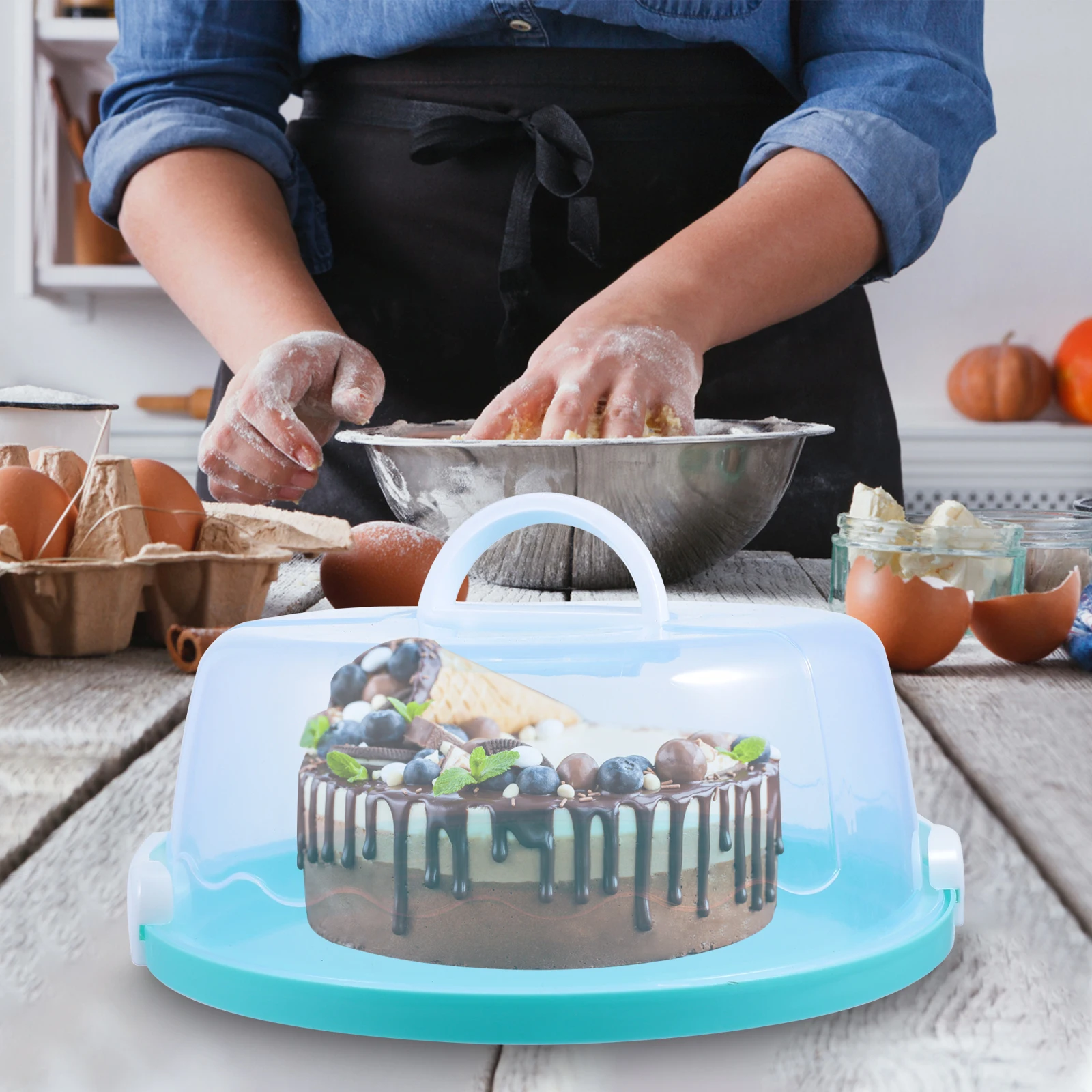 

Hand-held Plastic Cake Box Transparent Boxes Cakebox Carrier with Lid Portable Holder Thicken