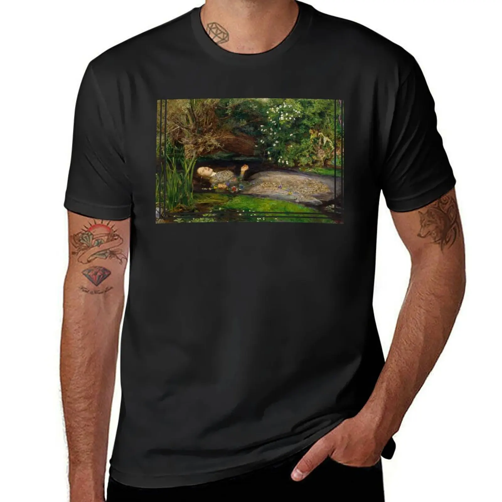 Ophelia Painting by John Everett Millais Ophelia Painting T-Shirt boys whites tops customs T-shirt men