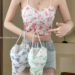 Fashion Floral Corset Vest Lace Crop Top Women Bra Mesh Tube Top Beauty Back Bra Fashion Sexy Tank Top Sweet Girls Lingerie