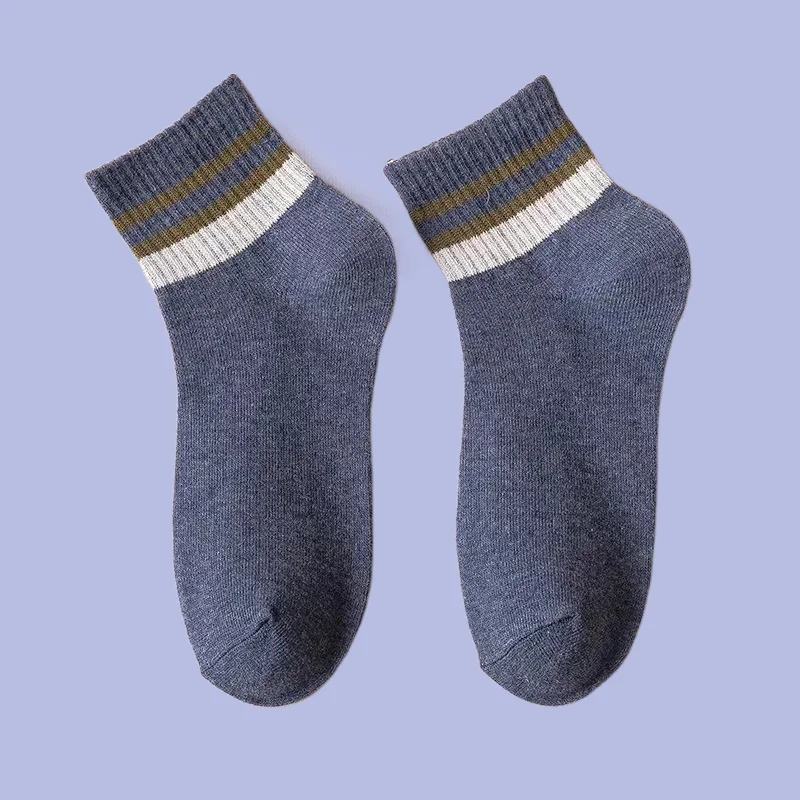 Calcetines de algodón de tubo medio para hombre, medias informales a rayas, estilo universitario, Retro, para deportes, otoño e invierno, 5/10 pares