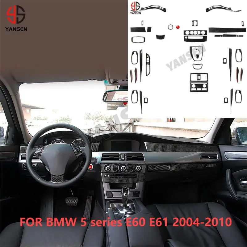 

Gear Shift Panel Window Lift Decoration Carbon Fiber Cover Sticker For BMW 5 Series E60 2008-2010 Car Accessories