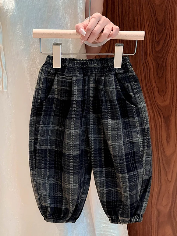 กางเกงขายาวลายสก๊อตเด็กผู้ชาย แบรนด์ Thiened Fce สไตล์เกาหลี แฟชั่นลำลอง ใส่ได้ทุกโอกาส