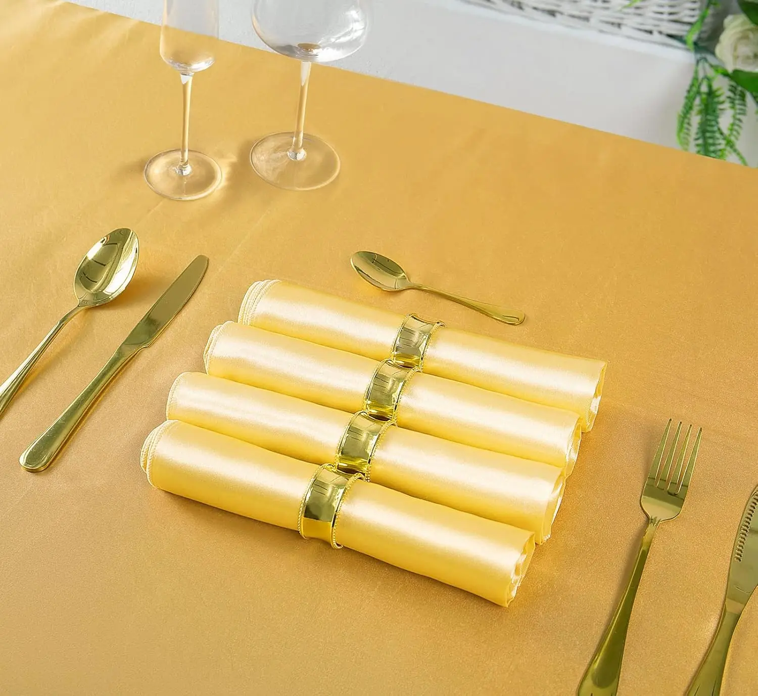 100PCS 30*30cm Satin Napkins Silky Soft Dinner Napkins or Handkerchief for Banquet Wedding Christmas Thanksgiving Decoration
